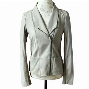 Vince Olive Green/Tan Leather Moto Jacket Women’s Small Like New!